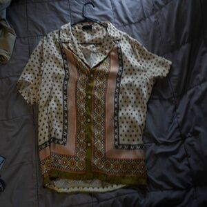 Beautiful Patterned Silk Button Up